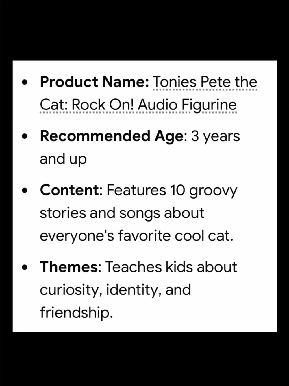Tonies Pete the Cat: Rock On! Audio Play Character NIP